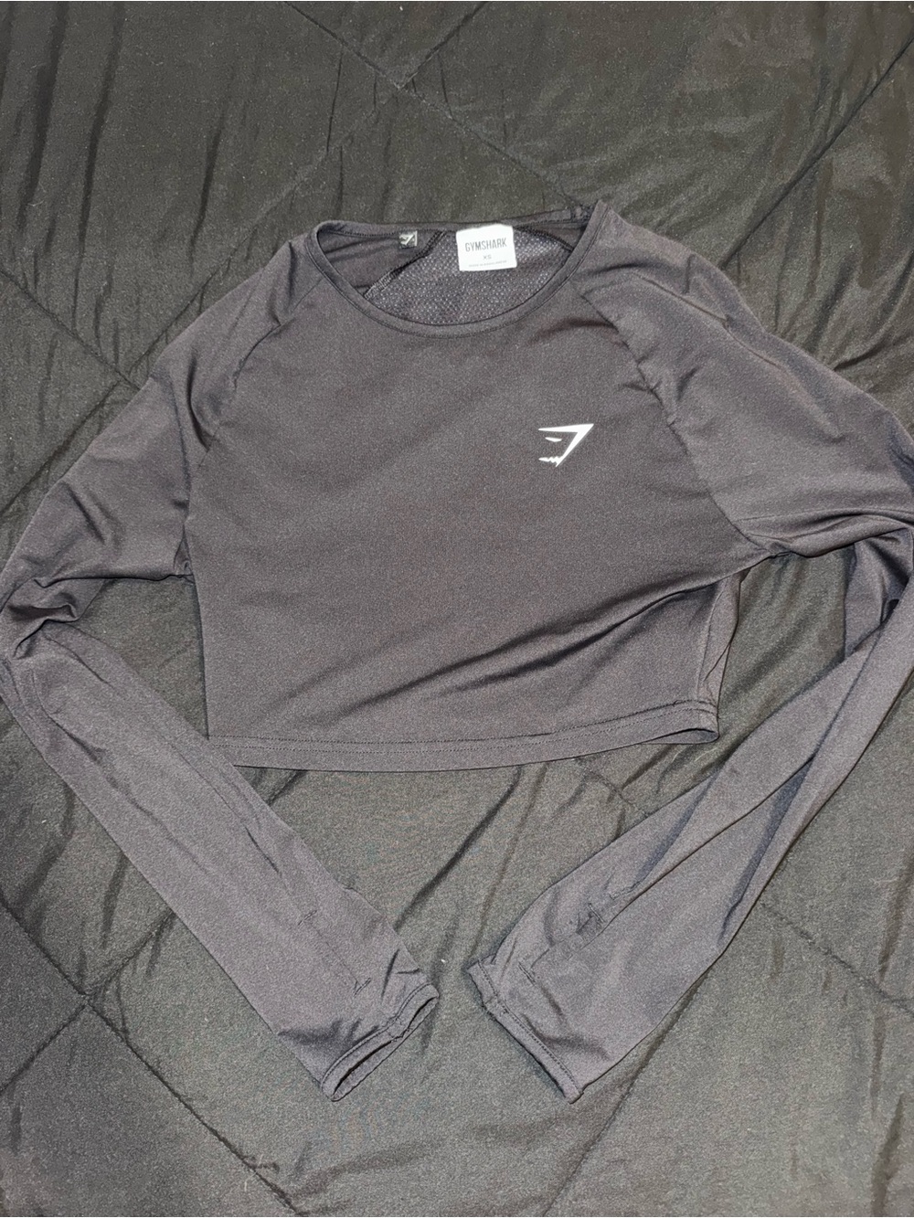 Gymshark Black Long-Sleeve Cropped Athletic Top